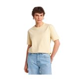 Dilvin Dekoratif Dikişli Bisiklet Yaka T-shirt, 36, 101A30312, Açık Sarı, Kadın