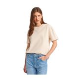 Dilvin Dekoratif Dikişli Bisiklet Yaka T-shirt, 36, 101A30312, Taş, Kadın