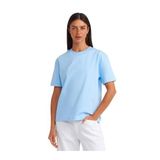 Dilvin Dekoratif Dikişli Bisiklet Yaka T-shirt, 38, 101A30312, Açık Mavi, Kadın