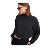 Dilvin Dik Yaka Yarasa Kol Kazak, Standart, 101A10849, Antrasit, Kadın