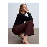 Dilvin Dikiş Detaylı Süet Pantolon, 40, 101A72257, Bordo, Kadın