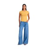 Dilvin Dökümlü Geniş Denim Pantolon, 36, 101A71980, Mavi, Kadın