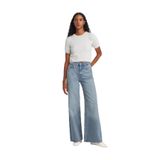 Dilvin Dökümlü Geniş Kesim Denim Pantolon, 36, 101A72039, Mavi, Kadın