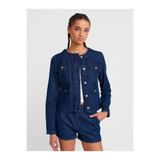 Dilvin Dört Cepli Kısa Denim Mont, 40, 101A65365, Lacivert, Kadın