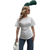Dilvin Drape Detaylı Pamuk T-shirt, 40, 101A31585, Beyaz, Kadın