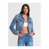 Dilvin Fleto Cepli Crop Denim Ceket, 34, 101A65366, Mavi, Kadın