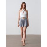 DILVIN Halter Top Kadın Crop Keyhole Detaylı Yazlık Bluz