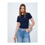 Dilvin Kadın 32659 Drapeli Kısa Kollu Lacivert Bluz - 101A32659