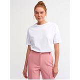 Dilvin Kadın Basic T-Shirt Beyaz Kısa Kol Pamuk Günlük Stil Rahat Kullanım İçin