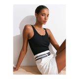 DILVIN Kadın Crop Top İnce Askılı U Yaka Kısa Kesim Yazlık Günlük Esnek Örme Bluz