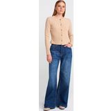 Dilvin Kadın Dökümlü Kumaş Geniş Lacivert Denim Pantolon - 71784