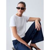 Dilvin Kadın Günlük Stil Kısa Kol Bisiklet Yaka T-Shirt %95 Pamuk Beyaz 32779 - 38