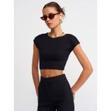 Dilvin Kadın Pamuk Ve Modal Karışımlı Crop Top T-shirt - 30528 001 siyah