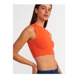 Dilvin Kadın Turuncu Kolsuz Crop Top T-shirt - 30125