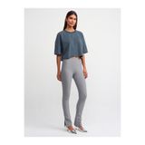 Dilvin Kadın Yüksek Bel Ottoman Tayt, Paçası Yırtmaçlı, Slim Fit, Gri, 36 Beden