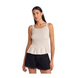Dilvin Kare Yaka Askılı Fırfırlı Triko Bluz, Standart, 101A10775, Taş, Kadın