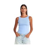 Dilvin Kare Yaka Askılı Triko Bluz, Standart, 101A10770, Mavi, Kadın