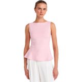 Dilvin Kayık Yaka Peplum Bluz, 38, 101A21001, Toz Pembe, Kadın