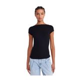 Dilvin Kayık Yaka T-shirt, 38, 101A31855, Siyah, Kadın