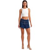 Dilvin Kemer Detaylı Mini Denim Etek, 36, 101A80567, Lacivert, Kadın