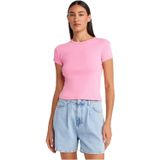 Dilvin Kontrast Kısa Kollu Pamuk T-shirt, 38, 101A31750, Pembe, Kadın