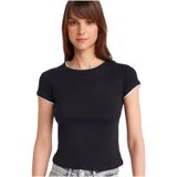 Dilvin Kontrast Kısa Kollu T-shirt, 36, 101A31750, Siyah, Kadın