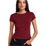 Dilvin Kontrast Kısa Kollu T-shirt, 36, 101A31750, Taş, Kadın