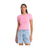 Dilvin Kontrast Kısa Kollu T-shirt, 40, 101A31750, Pembe, Kadın