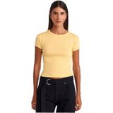 Dilvin Kontrast Kısa Kollu T-shirt, 40, 101A31750, Sarı, Kadın