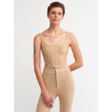 Dilvin Korse 3793 Top Camel Renkli Pamuklu Kadın Bluz Oturtmalı Kalıp ile Şık Tasarım - 40