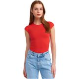 Dilvin Koyu Kırmızı Poliamid T-shirt, 36, 101A30856, Koyu Kırmızı, Kadın