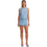 Dilvin Kruvaze Denim Şort Etek, 34, 101A71508, Mavi, Kadın