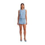 Dilvin Kruvaze Denim Şort Etek, 36, 101A71508, Mavi, Kadın