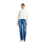 Dilvin Lazer Yıkama Straight Fit Denim Pantolon, 34, 101A71742, Mavi, Kadın