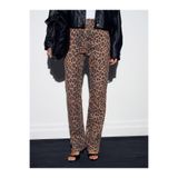 Dilvin Leopar Desenli%100 Pamuk Jean Pantolon, 34, 101A72078, Camel, Kadın