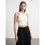 DILVIN Lyocell Crop Top Kadın Kolsuz Halter Yaka Yazlık Dar Kalıp Günlük Bluz