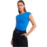 Dilvin Mavi Poliamid T-shirt, 36, 101A30856, Saks, Kadın