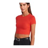 Dilvin Modal Crop Top T-Shirt, 36, 101A31104, Kırmızı, Kadın