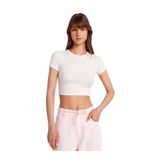 Dilvin Modal Crop Top T-Shirt, 40, 101A31104, Ekru, Kadın