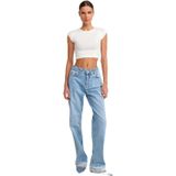 Dilvin Paça Ucu Beyazlatılmış Denim Pantolon, 34, 101A71428, Mavi, Kadın