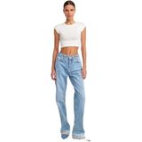 Dilvin Paça Ucu Beyazlatılmış Denim Pantolon, 34, 101A71428, Mavi, Kadın