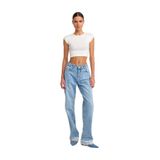 Dilvin Paça Ucu Beyazlatılmış Denim Pantolon, 38, 101A71428, Mavi, Kadın