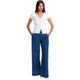 Dilvin Paçası Geniş Dikimli Pileli Denim Pantolon, 36, 101A71984, Mavi, Kadın