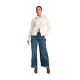 Dilvin Paçası Kıvrık Geniş Kesim Denim Pantolon, 34, 101A71743, Mavi, Kadın