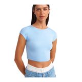 Dilvin Pamuk ve Modal Karışımlı Crop Top, 40, 101A30528, Açık Mavi, Kadın