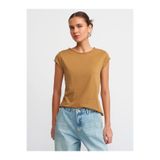 Dilvin Pamuklu Basic T-shirt Açık Haki, 36, 101A30699, Açık Haki, Kadın