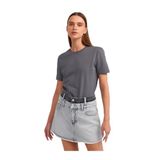 Dilvin Pamuklu Bisiklet Yaka T-shirt, 36, 101A31069, Füme, Kadın