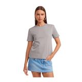 Dilvin Pamuklu Bisiklet Yaka T-shirt, 36, 101A31069, Gri, Kadın