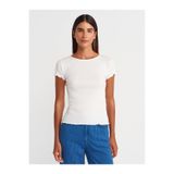 Dilvin Pamuklu Kısa Kollu Basic T-Shirt, 36, 101A31935, Ekru, Kadın