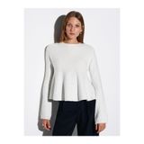 Dilvin Parıltılı Peplum Triko Kazak, Standart, 101A10832, Ekru, Kadın